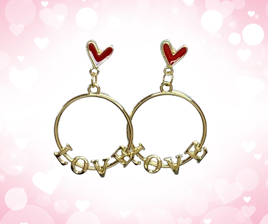 LOVE Dangle Hoop Earrings