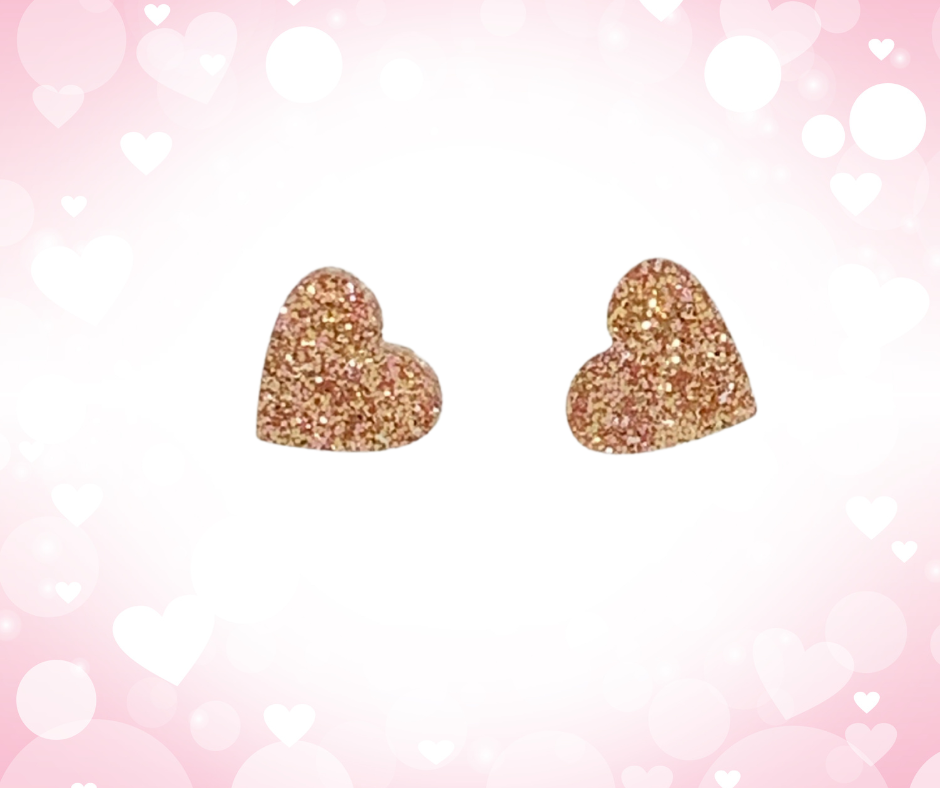 Rose Gold Acrylic Heart Stud Earrings