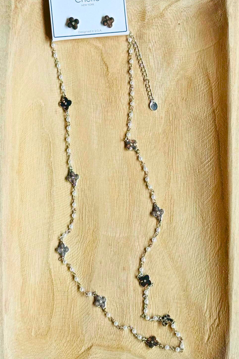 Pearl and Clover Necklace Set