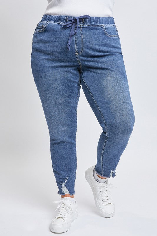 High Rise Denim Ankle Jogger