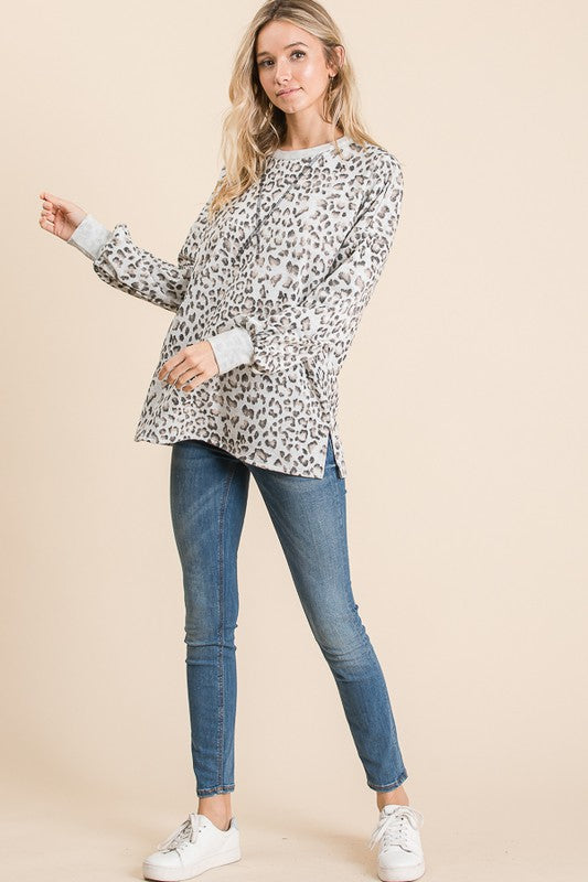 Leopard Print French Terry Sweatshirt