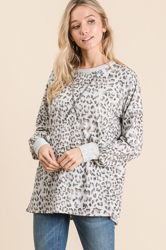 Leopard Print French Terry Sweatshirt