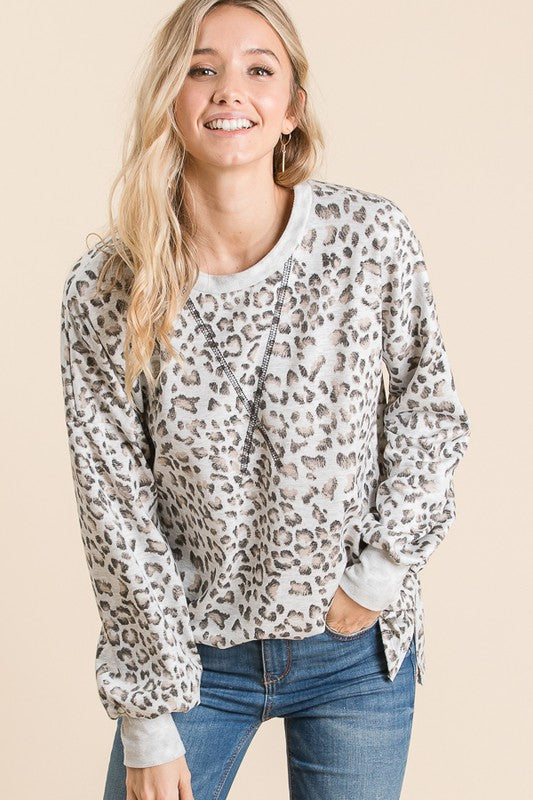 Leopard Print French Terry Sweatshirt