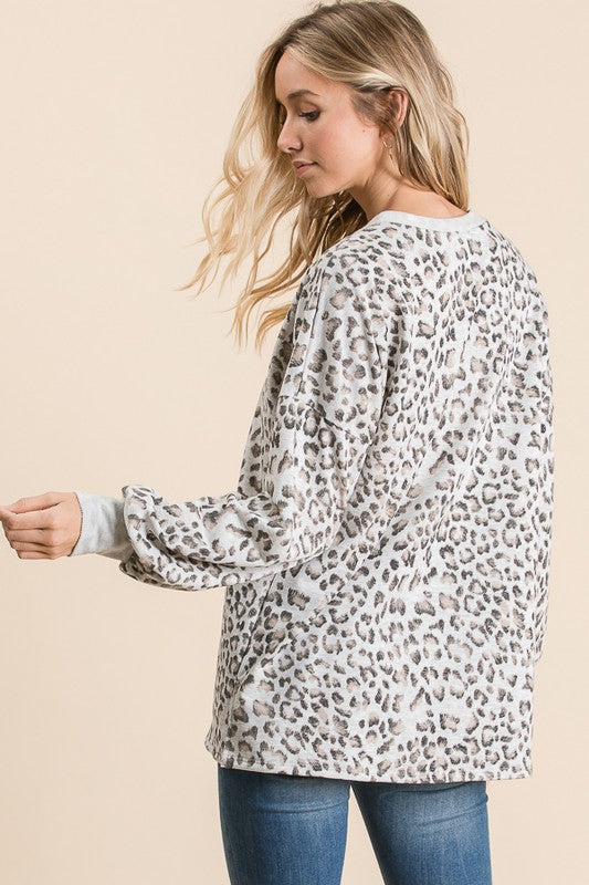 Leopard Print French Terry Sweatshirt