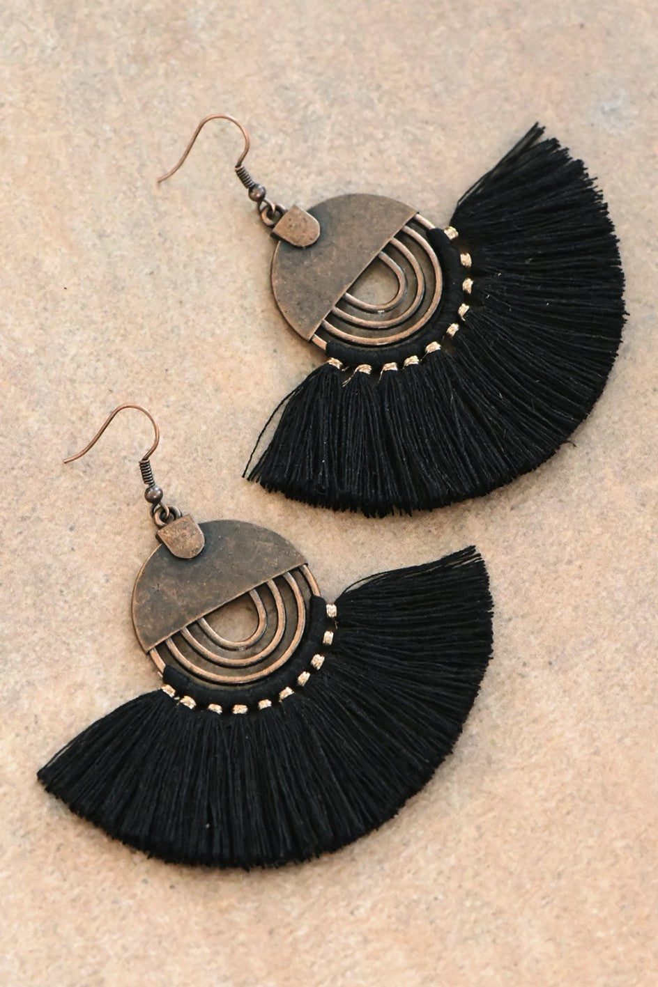 Boho Chic Fan Shaped Tassel Earrings