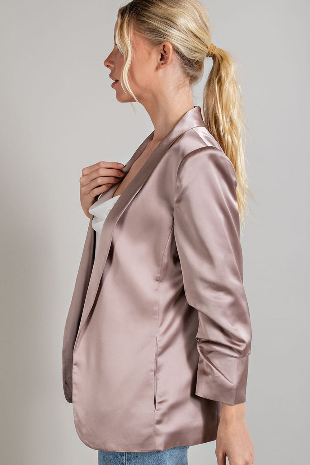 Champagne Satin Blazer