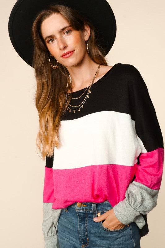 Colorblock Dolman Sleeve Top