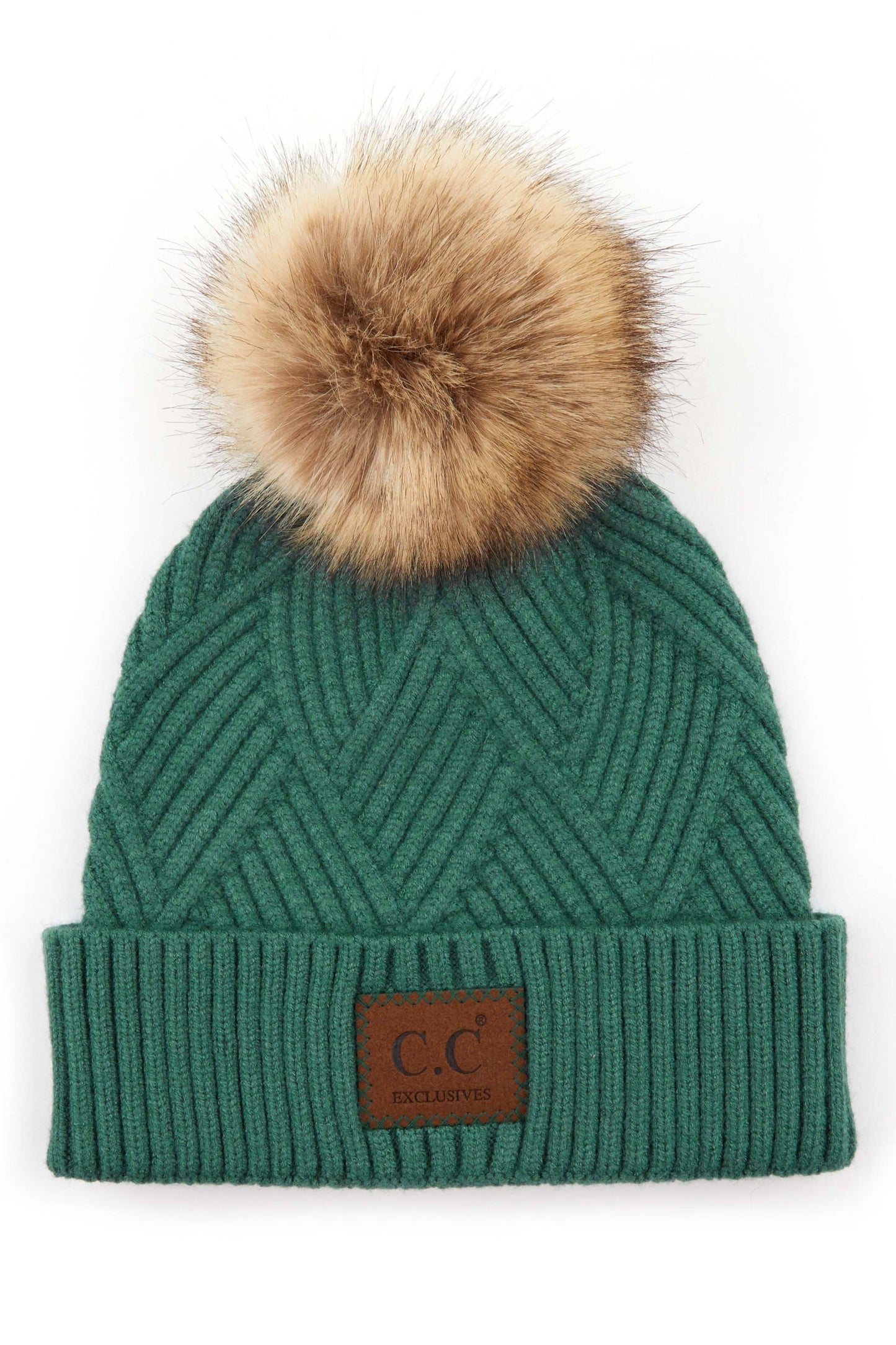 CC Criss Cross Suede Patch Beanie