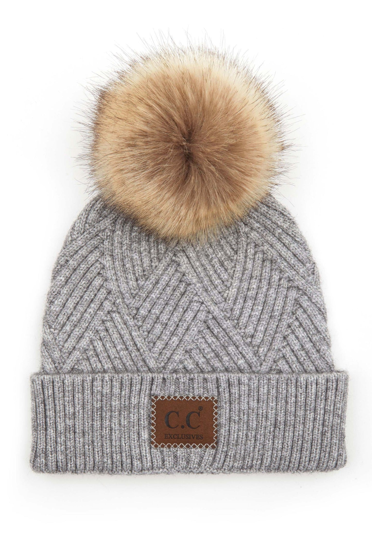 CC Criss Cross Suede Patch Beanie