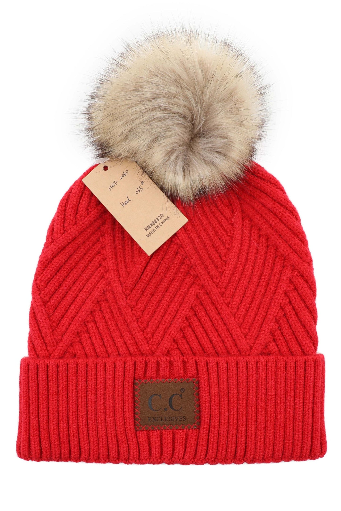 CC Criss Cross Suede Patch Beanie