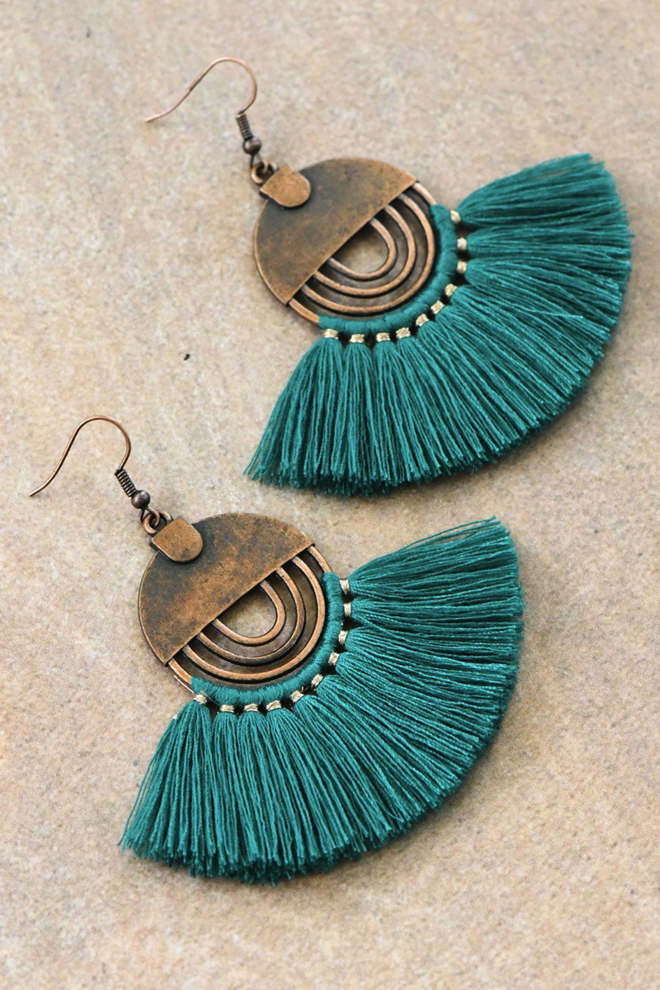 Boho Chic Fan Shaped Tassel Earrings