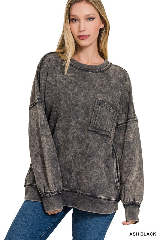 French Terry Acid Wash Sweatshirt