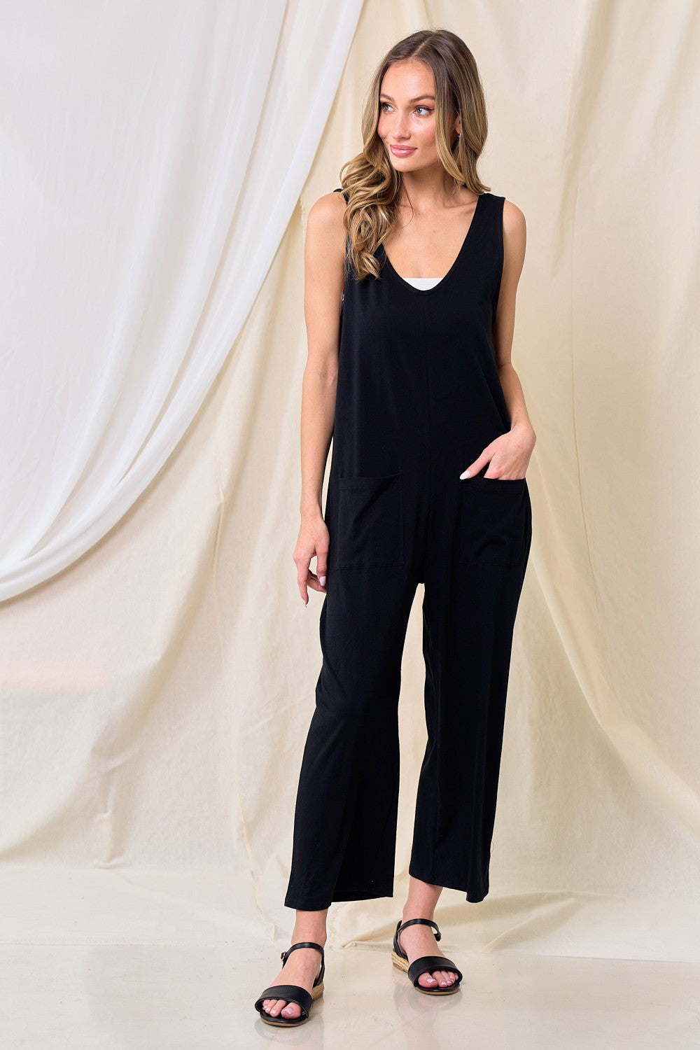 Sleeveless Jumpsuit with Pockets