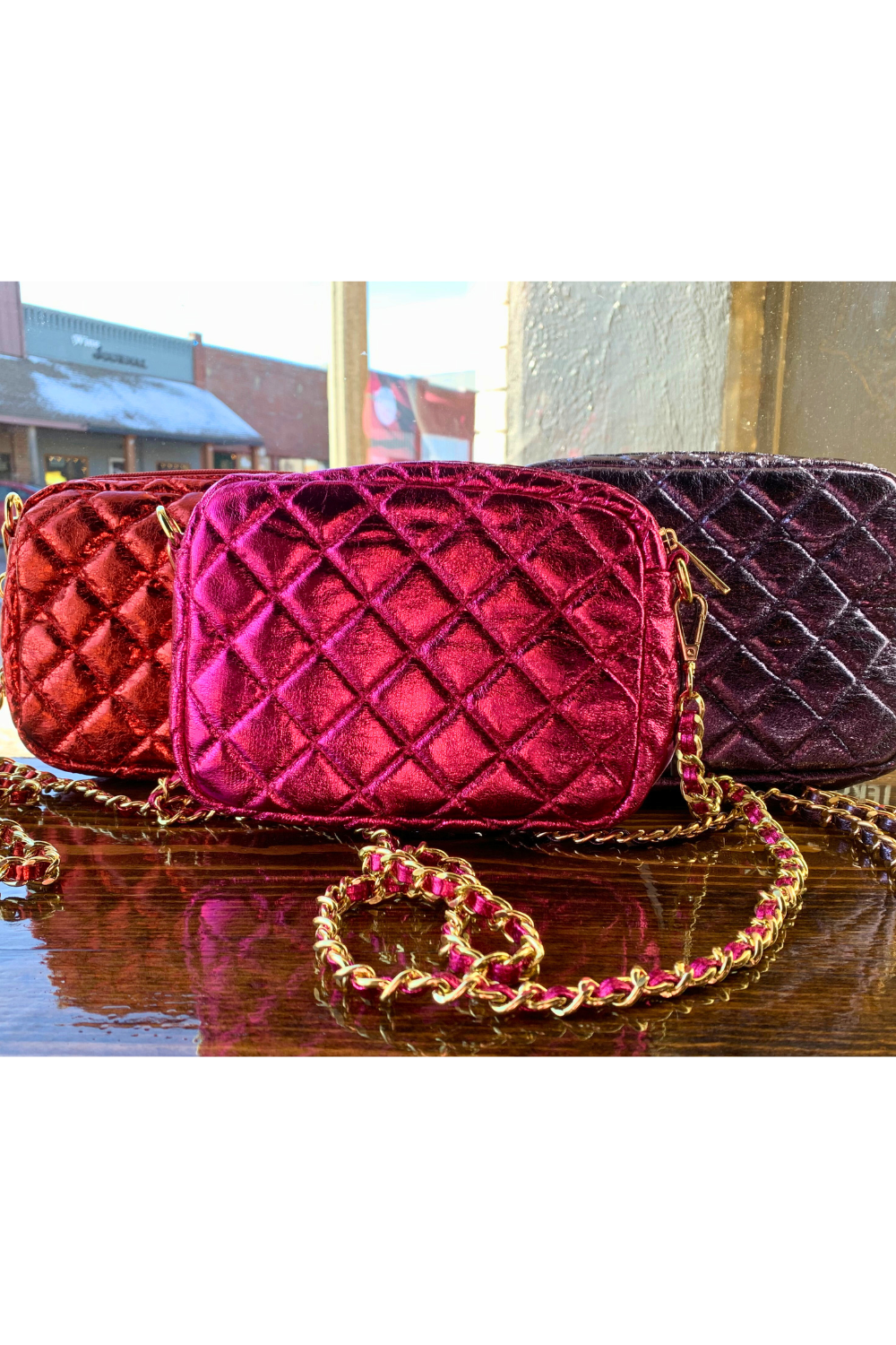 Emma Quilted Metallic Crossbody Bag