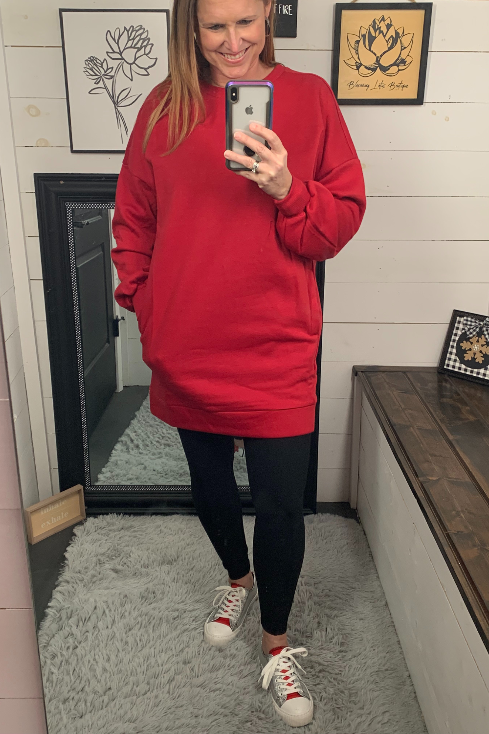 Long Length Sweatshirt with Pockets