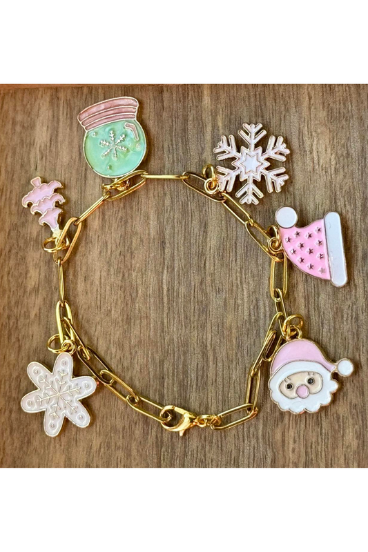 Pink Christmas Charm Bracelets