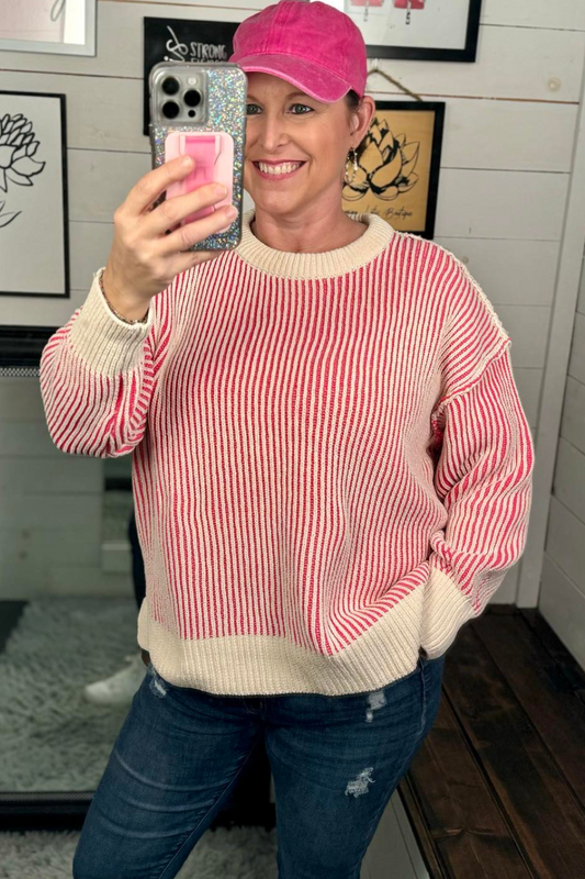 Ribbed Two Tone Sweater