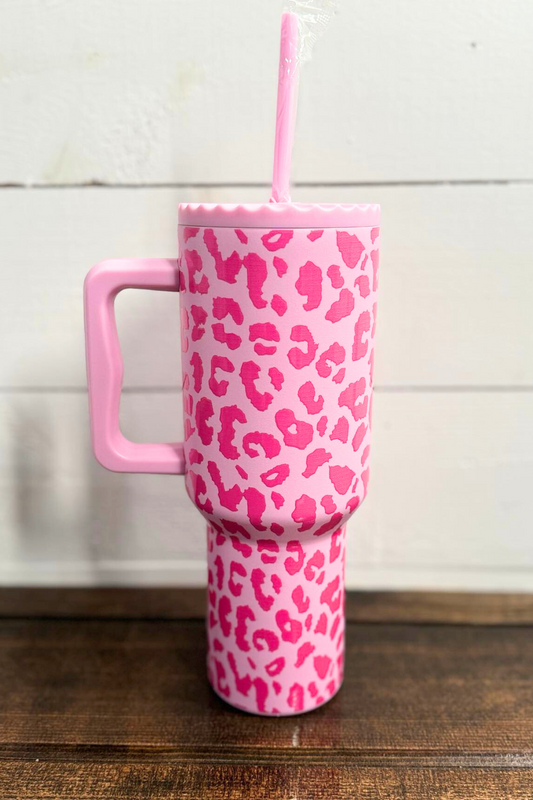 Leopard Print Tumbler - Pink