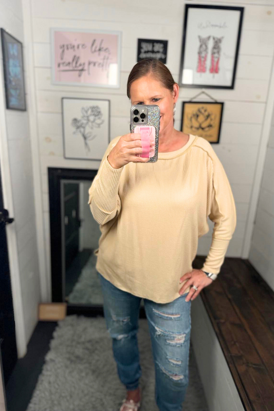 Ribbed Dolman Sleeve Top