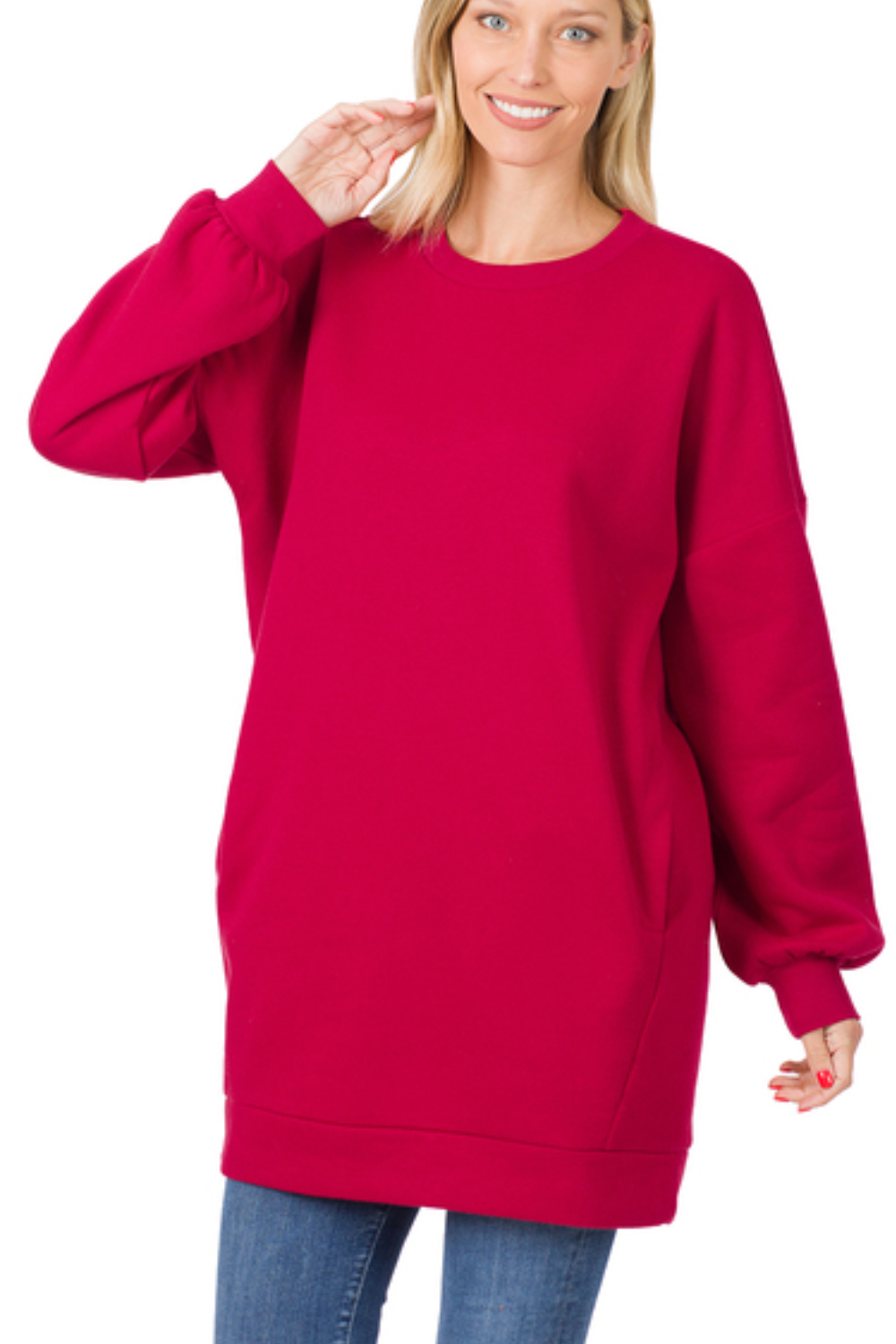 Long Length Sweatshirt with Pockets