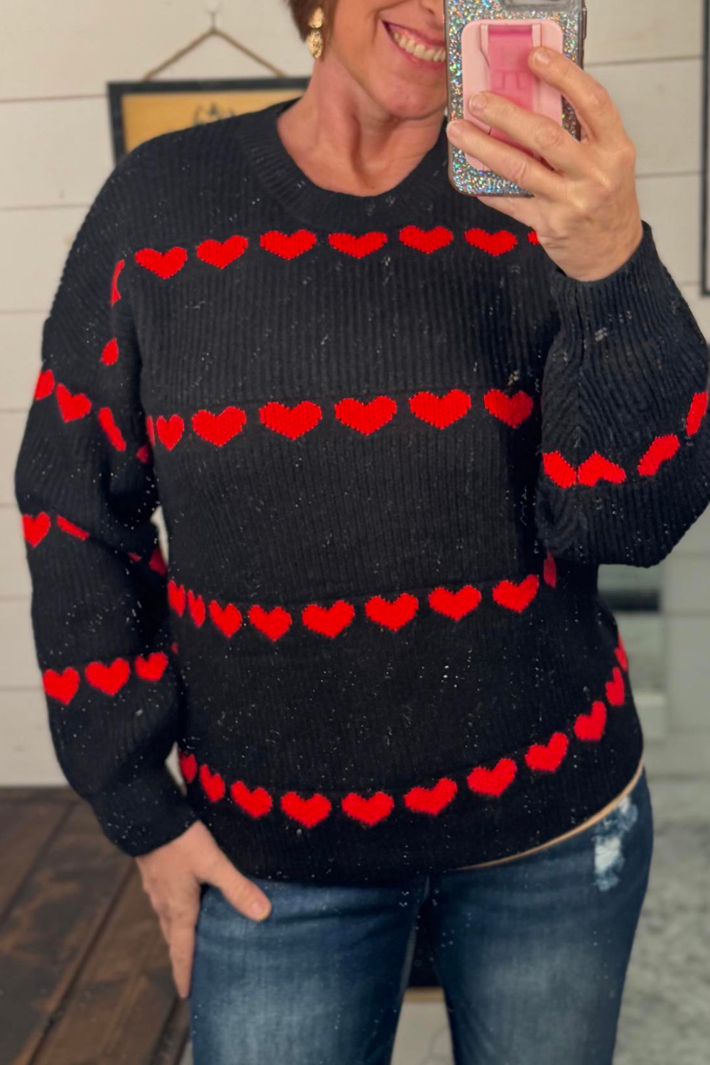 Lexi Heart Ribbed Knit Sweater