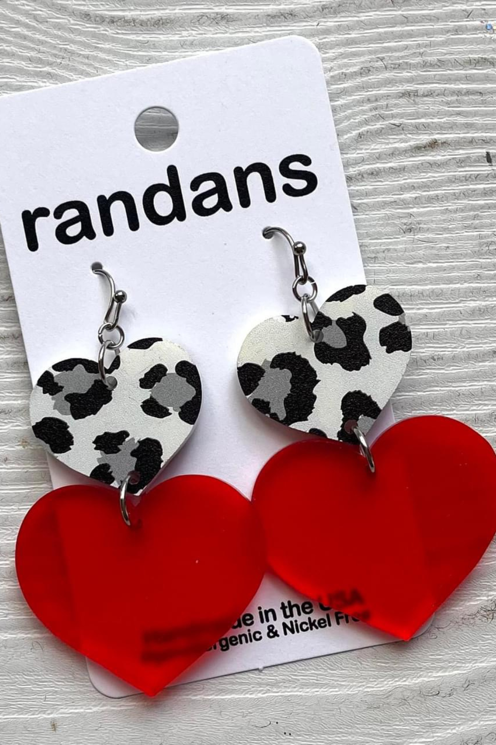 Double Heart Resin Earrings