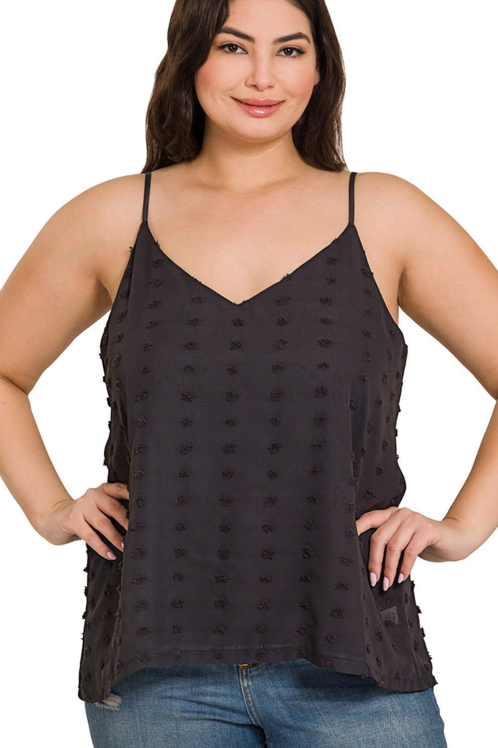 Plus Swiss Dot VNeck Cami