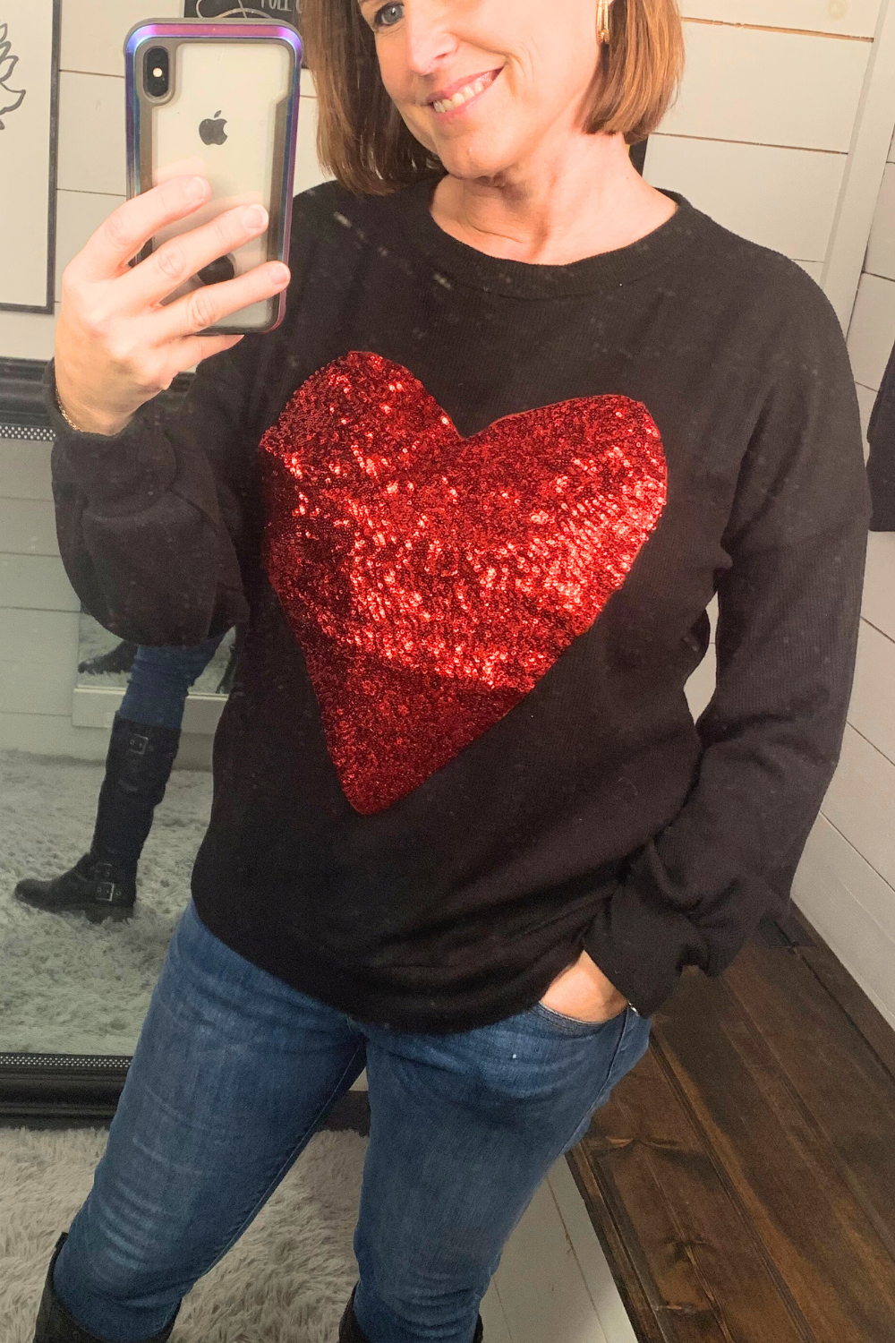 Red Sequin Heart Top