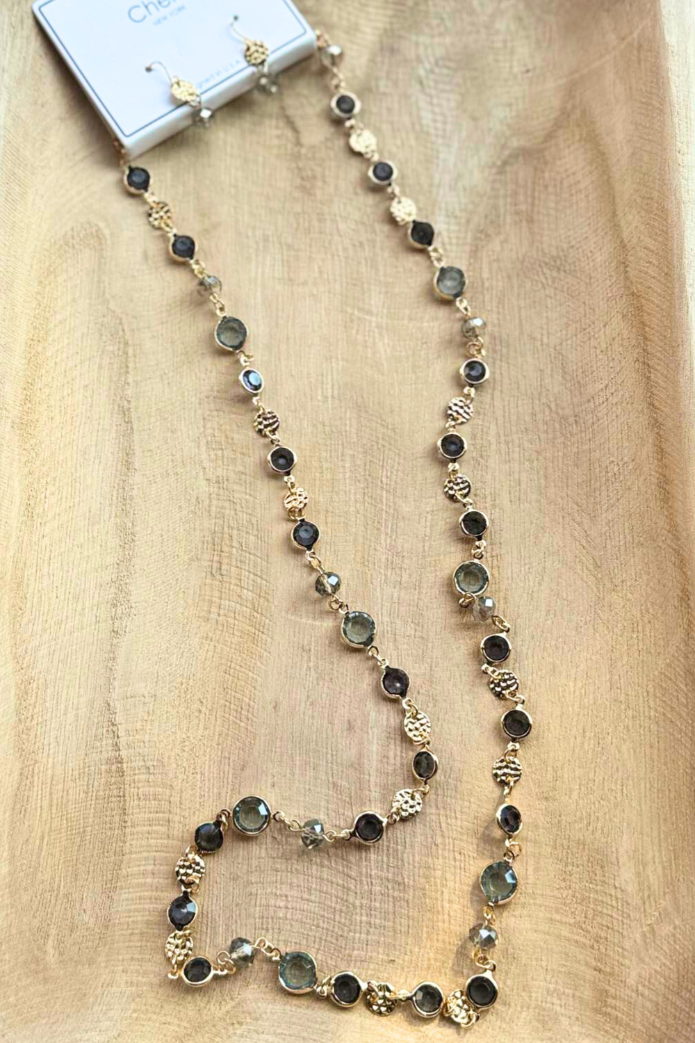 Gray & Gold Tone Long Necklace Set