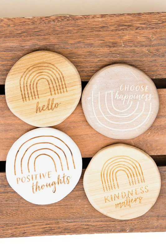 Set of 4 Rainbow Wood Coasters