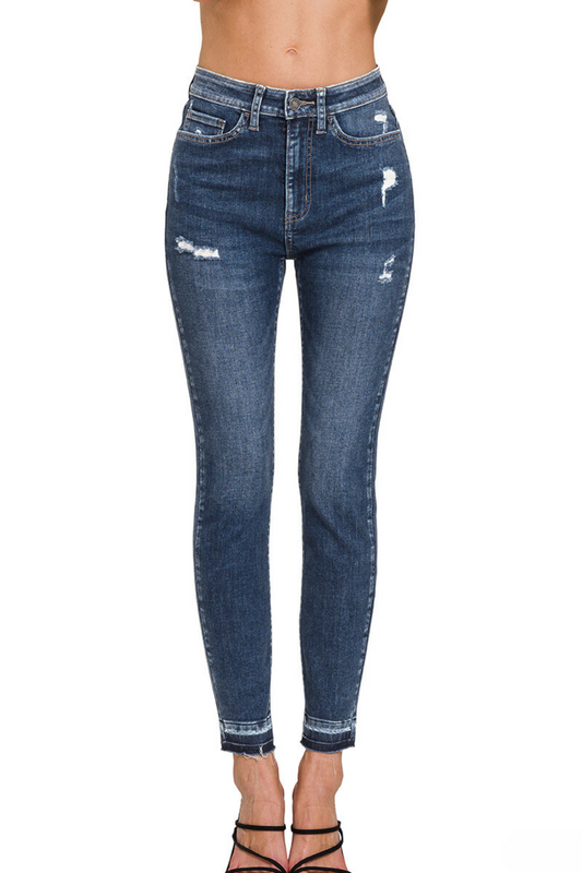 High Rise Distressed Skinny Jean