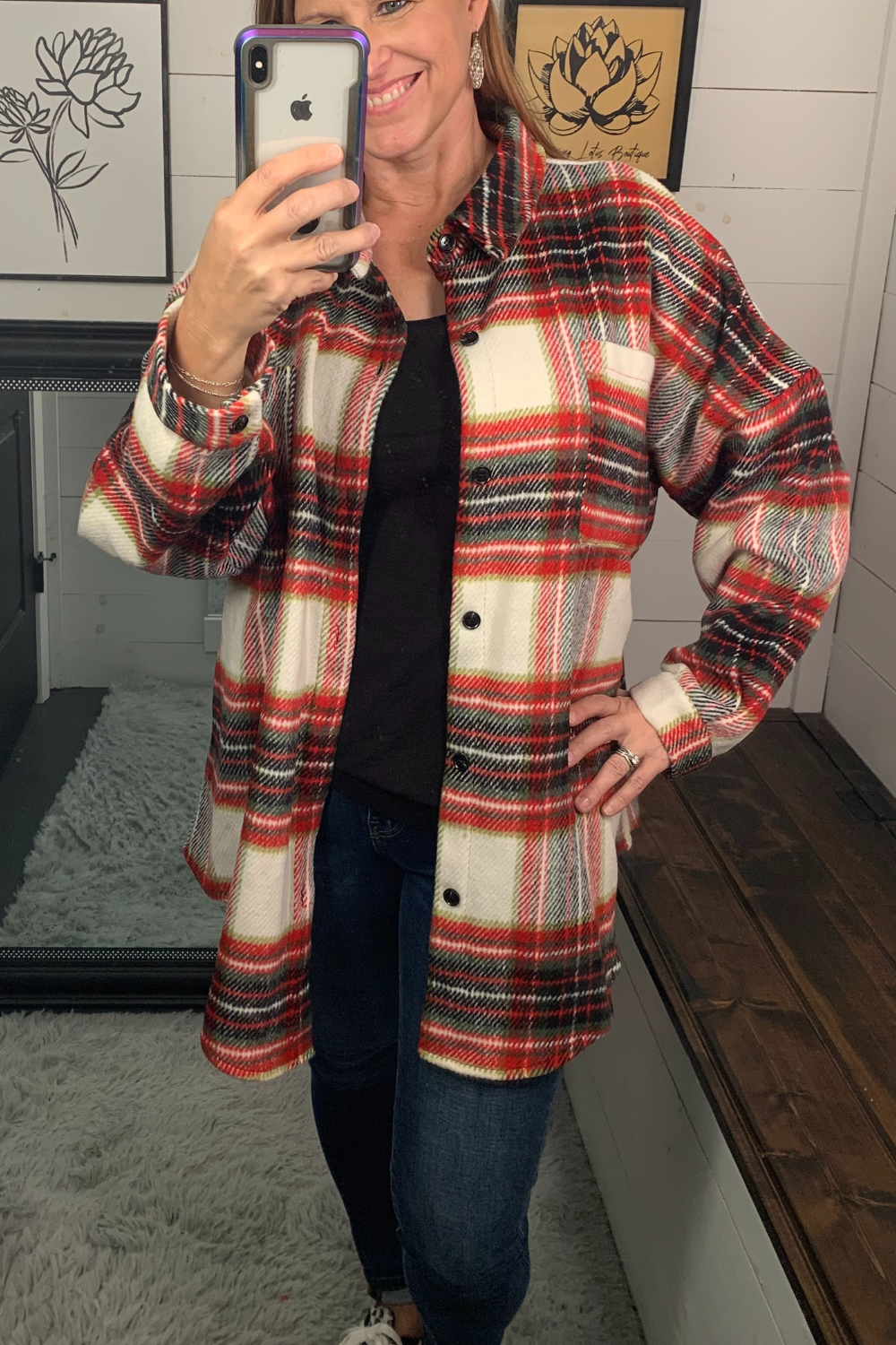 Holiday Plaid Oversized Shacket