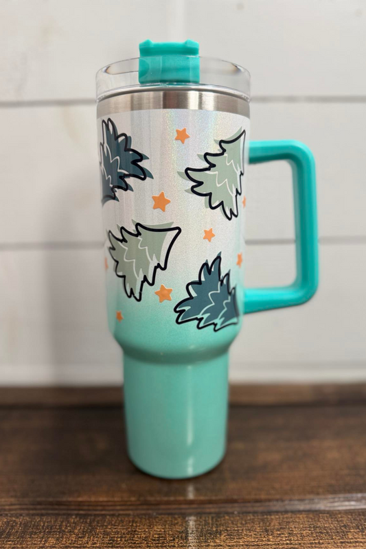 Holiday 40oz Tumbler with Straw - Christmas Trees