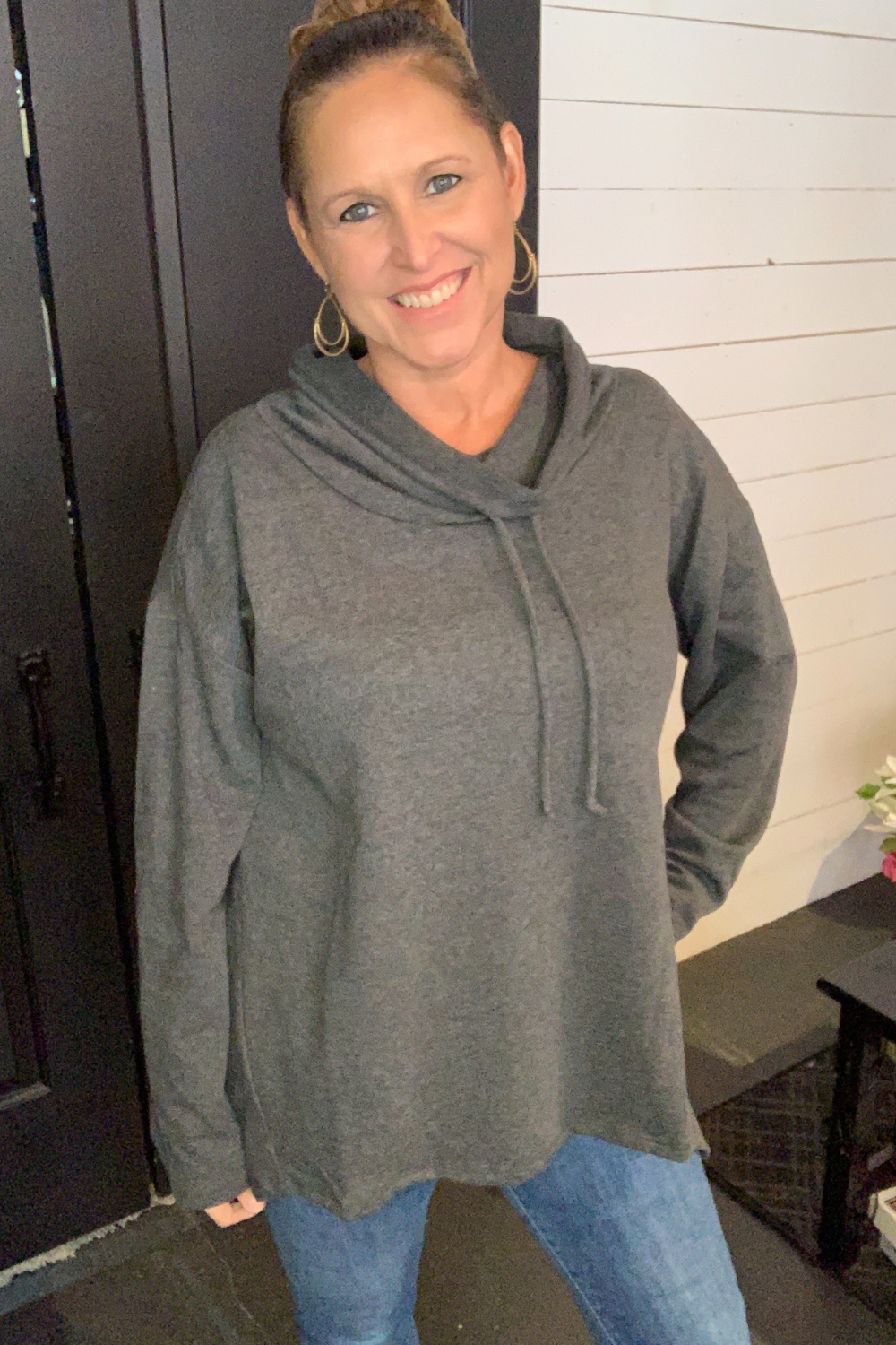 Plus Cowl Neck Sweatshirt