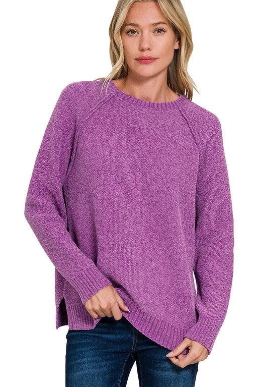 Chenille Raglan Sweater - Violet