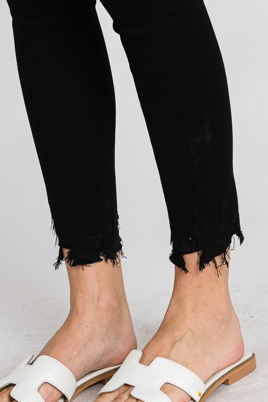 Black High Rise Ankle Skinny Jeans