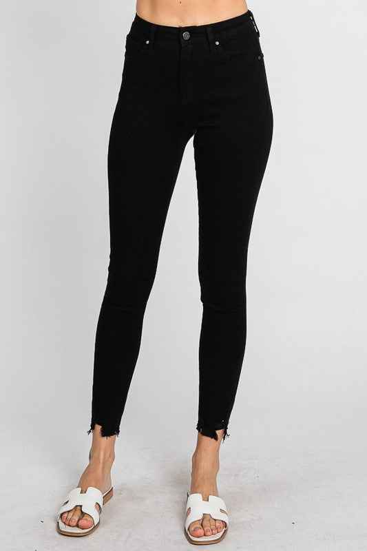 Black High Rise Ankle Skinny Jeans