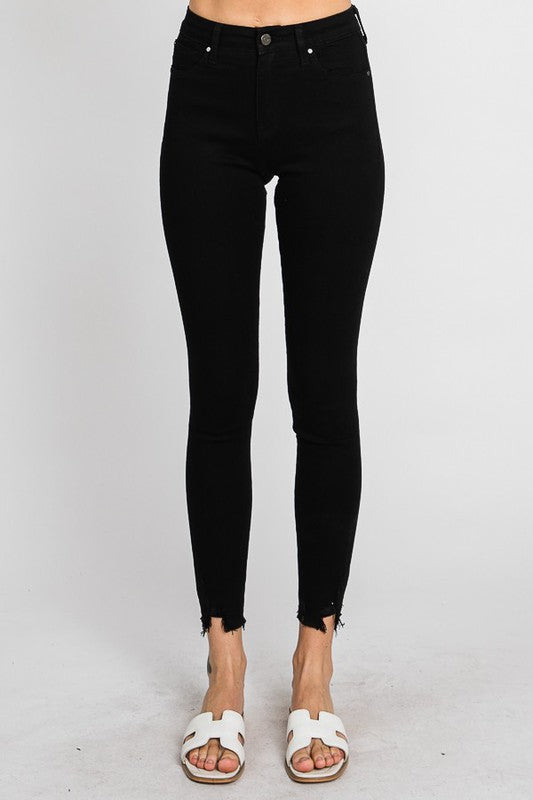 Black High Rise Ankle Skinny Jeans