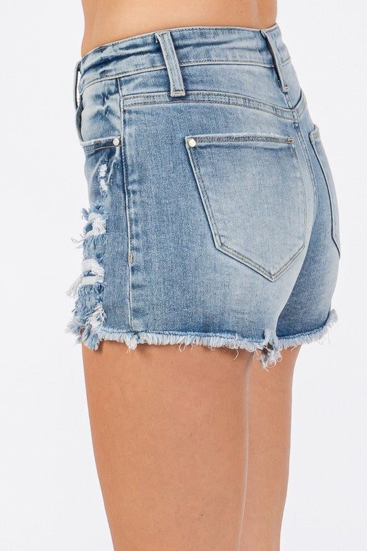 Patched Distressed Shorts