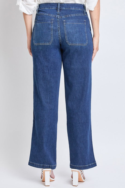 High Rise Pork Chop Pocket Wide Leg Jean