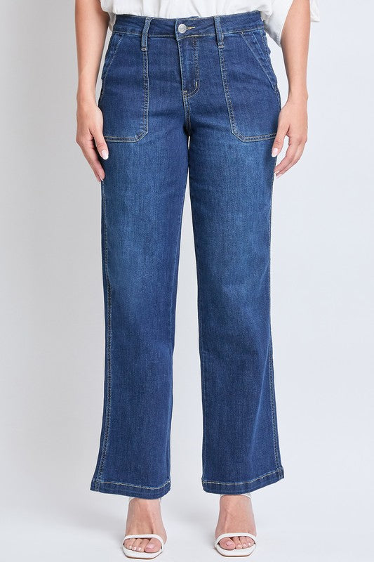 High Rise Pork Chop Pocket Wide Leg Jean