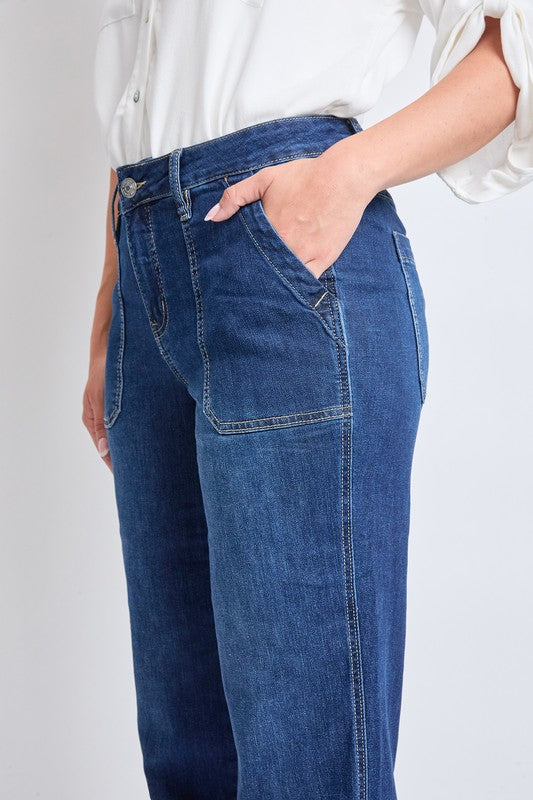 High Rise Pork Chop Pocket Wide Leg Jean