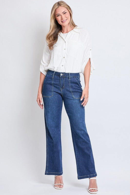 High Rise Pork Chop Pocket Wide Leg Jean