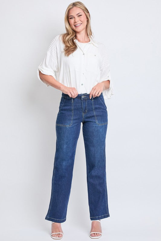 High Rise Pork Chop Pocket Wide Leg Jean