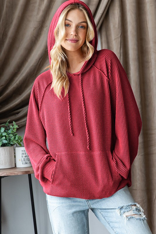 Urban Ribbed Hoodie Top