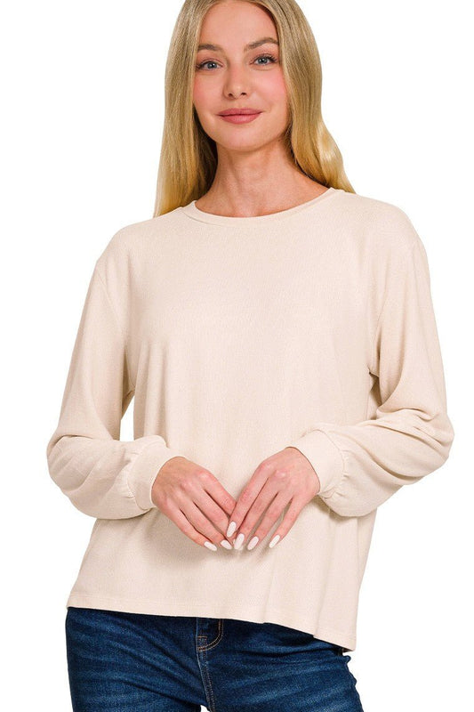 Melange Hacci Round Neck Tshirt - Sand Beige