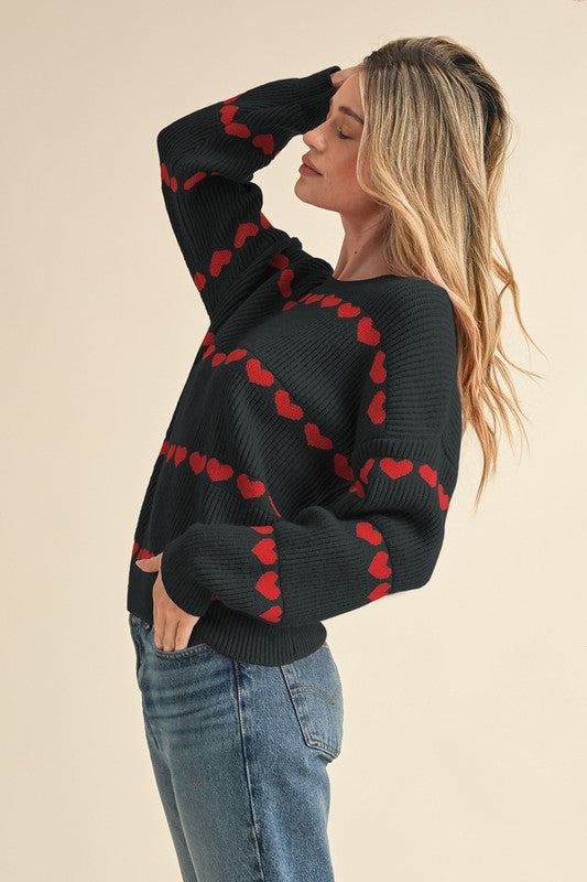 Lexi Heart Ribbed Knit Sweater