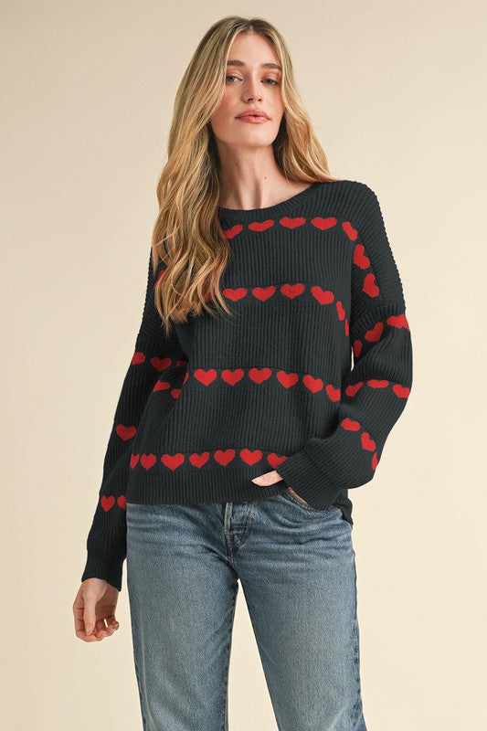 Lexi Heart Ribbed Knit Sweater