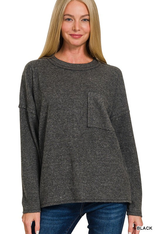 Ribbed Melange Hacci Sweater