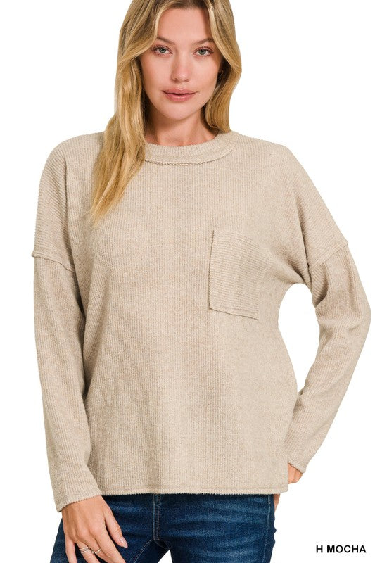 Ribbed Melange Hacci Sweater